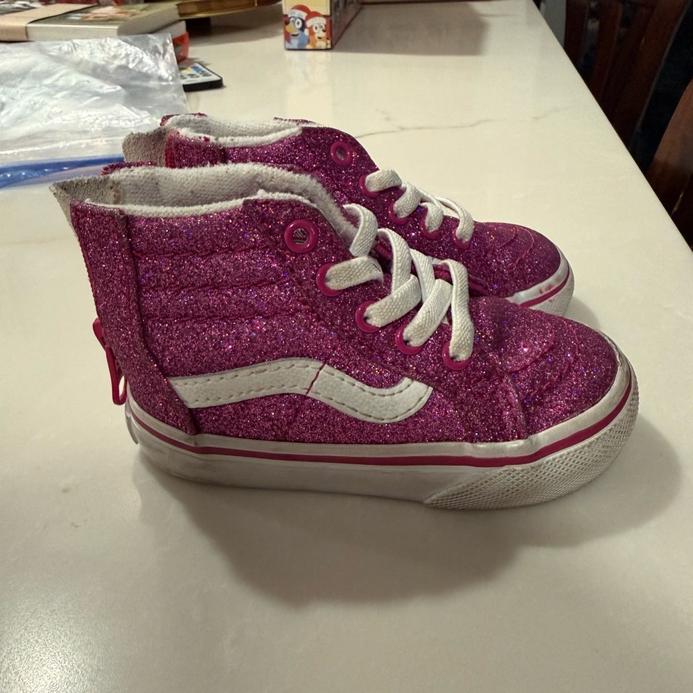 Vans Kids Sparkly Fuchsia High-Top Sneakers